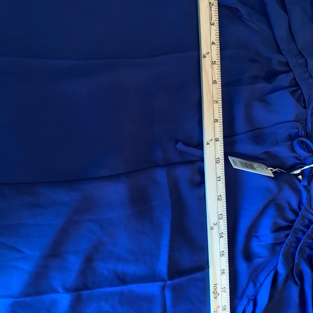 NWT Max Studio Cobalt Blue Ruffle Cap Sleeve Blouse Women’s Small - Picture 2 of 7